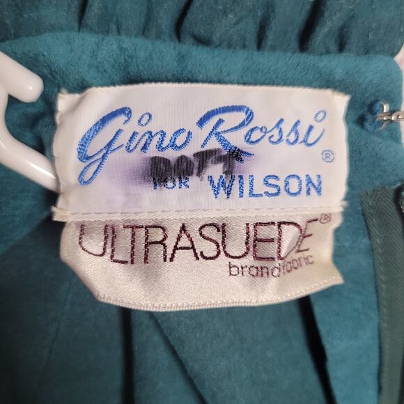 VTG 70s Gino Rossi for Wilson UltraSuede Teal High Neck Midi Dress, sz 10 - Picture 8 of 9